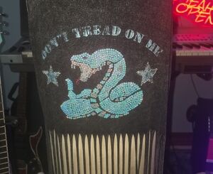 VINTAGE ROCKER-ISH Black T Fringe Vest With Austrian Crystal Detail on Back